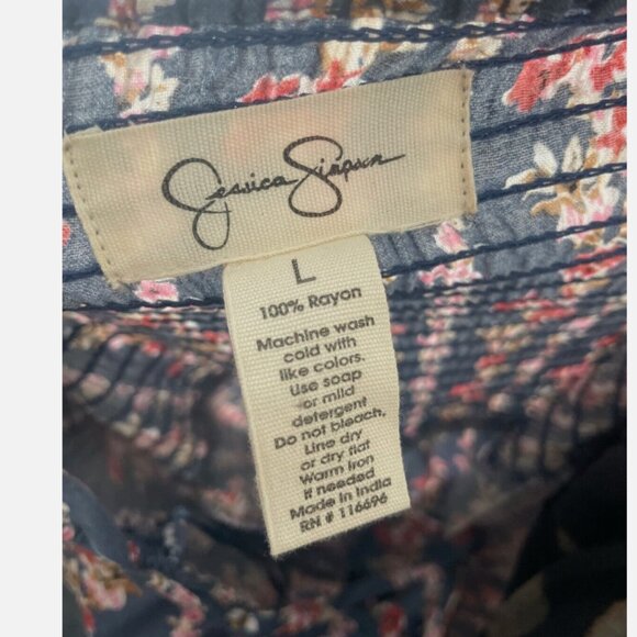 Jessica Simpson Floral Pant Ruffle Jumpsuit Womens Size L - Picture 5 of 7